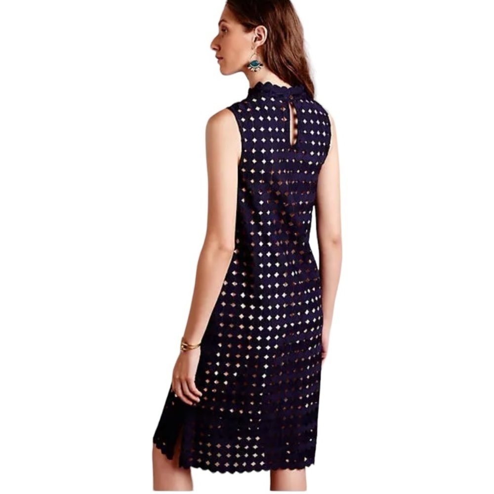 Anthropologie Maeve Circle Lace Shift Dress Navy S - Picture 2 of 13